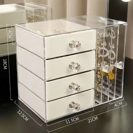 Multi-Layer Jewelry Rack Drawer Transparent Earring Box Storage Jewelry Box Dressing Table Dustproof Earring Organizer