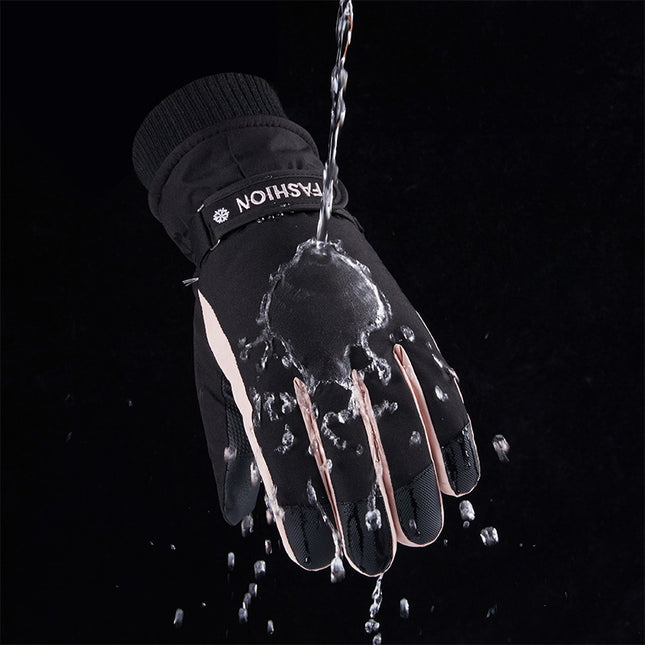 New winter gloves outdoor riding mountaineering plus velvet padded non-slip touch screen gloves wholesale men's and women's ski gloves