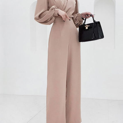 Korean-style V-neck slim-fit and elegant jumpsuit cross-border women's fashion waist slimming professional jumpsuit