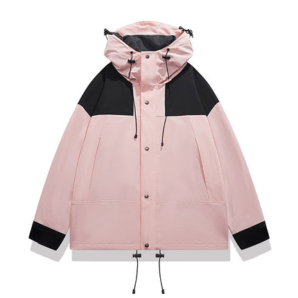 Jacket Men's Autumn 2024 New Arrival Single Rush Clothes Outdoor Couple Color-block Removable Cap Waterproof Loose Jacket