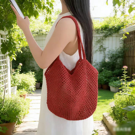 Large-Capacity Bag for Women 2025 New Versatile One-Shoulder Seaside Vacation Beach Bag Woven Straw Commuter Tote Bag