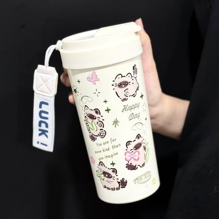 New cute thermos cup 316 stainless steel coffee cup portable double drink portable men's and women's straw accompanying cup
