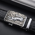 Silver Frame Crocodile Black Belt / 105cm