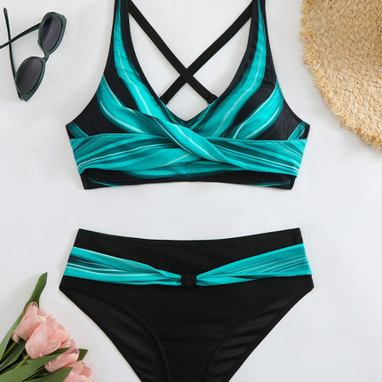 New European and American Cross-Border Split Swimsuit Women's Bikini Large Size Triangle Bikini Swimsuit