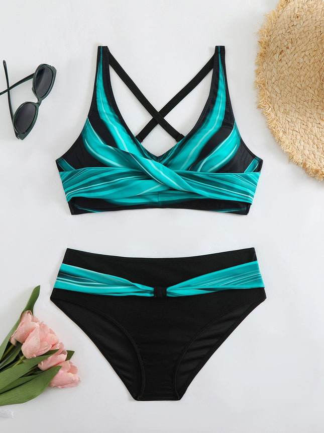 New European and American Cross-Border Split Swimsuit Women's Bikini Large Size Triangle Bikini Swimsuit