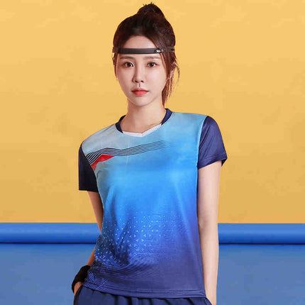 Badminton Clothing Top Men's Short-sleeved Quick-drying Women's Air Volleyball Competition Clothing Training Table Tennis Team Clothing Printing Summer