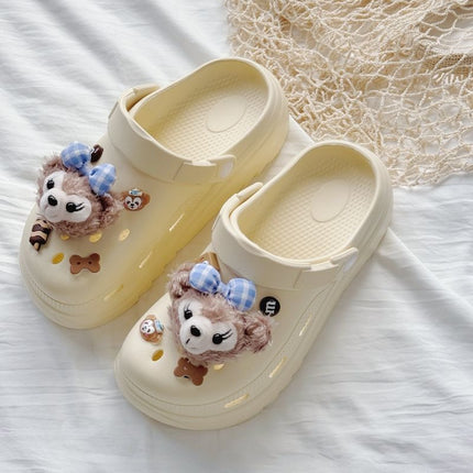 Cute Cartoon Shirley Rose Clogs for Women, 2026 Summer New Style, Outdoor Thick-Soled Slippers with a Soft Stepping Feel, Trendy Closed-Toe Sandals