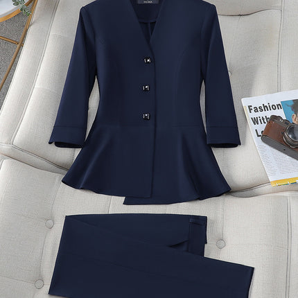 Business wear temperament goddess fan half sleeve suit hotel front desk tooling sales department beauty salon jewelry shop overalls