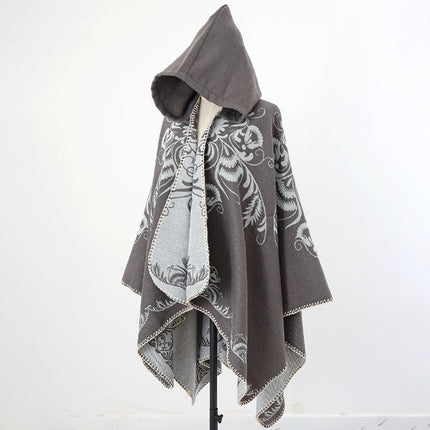 Xinjiang, Xizang, Inner Mongolia Travel Wear Red Shawl Large Cloak Scarf Ethnic Style Outer Warm Cloak for Women