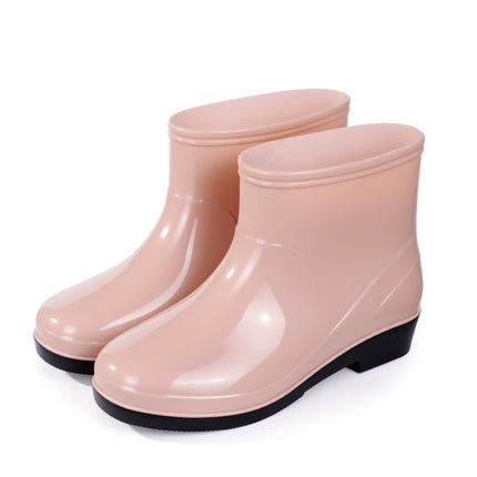 Fashionable Outdoor Water Shoes for Women, Waterproof and Non-Slip, Winter Fleece-Lined Rain Boots for Women, Warm Kitchen Work Short Rain Boots