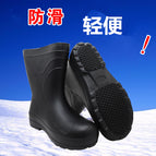 Black mid-tube (326 models) spring and autumn rain boots / 36