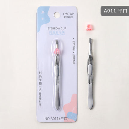 Lamela Stainless Steel Eyebrow Clip Eyebrow Pliers Eyebrow Clip Tweezers Hair Plucking Clip Oblique Mouth Flat Mouth Two Types Wholesale A011