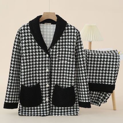Factory high quality Autumn and Winter Air Cotton Pajamas Women's Warm Three-Layer Quilted Long-Sleeved Outwear suit