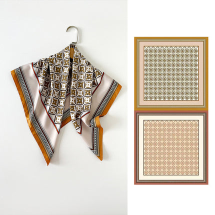 Cross-border double-sided two-color silk scarf ladies leopard print scarf print twill silk senior sense 70cm square towel wholesale