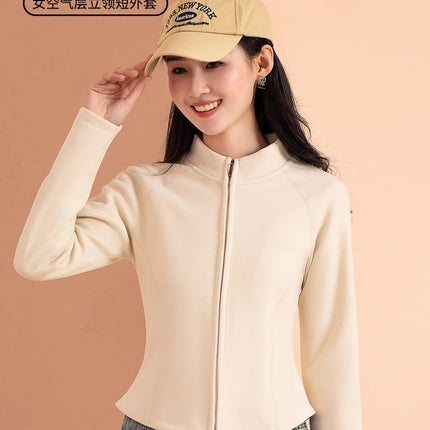 Autumn and Winter New Graphene Self-heating Vertical Collar Short Coat Slim-fit All-match Double-sided Fleece Sweater Casual Slim-fit Cardigan