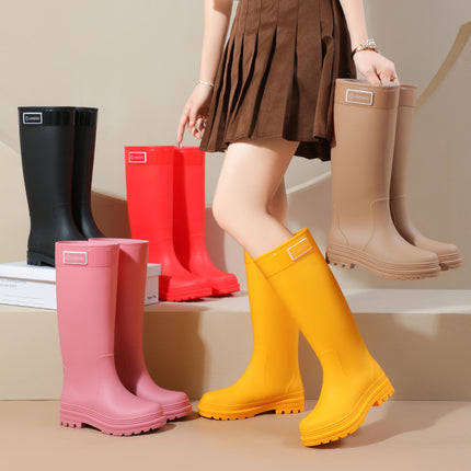 Awesome Mango Yellow Extra Tall Rain Boots "Cross-Border Fashion Rain Boots" Hiking Non-Slip Women's Boots Stream Protection Wading Boots