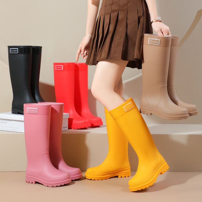 Awesome Mango Yellow Extra Tall Rain Boots "Cross-Border Fashion Rain Boots" Hiking Non-Slip Women's Boots Stream Protection Wading Boots