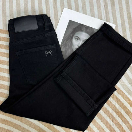 Autumn and Winter New Black Jeans Women's plus size Chubby Sister mm Pear-shaped High Waist Slimming Meat Covering Pipe Pants
