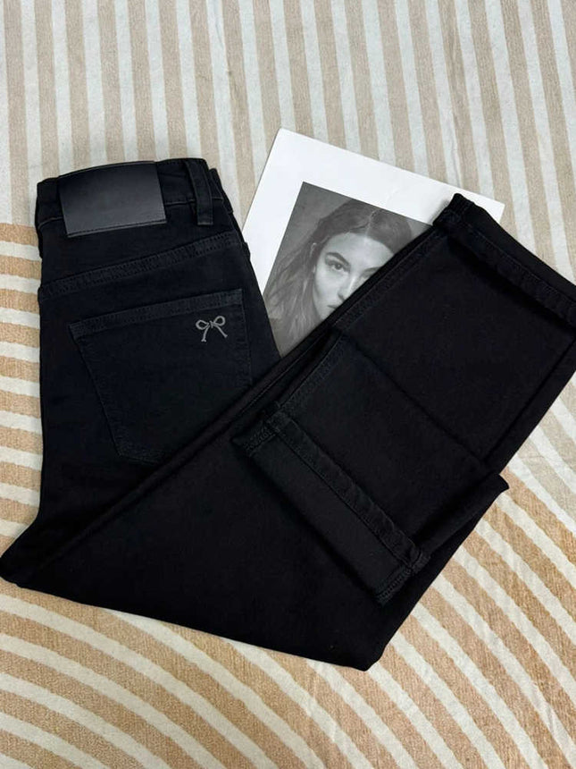 Autumn and Winter New Black Jeans Women's plus size Chubby Sister mm Pear-shaped High Waist Slimming Meat Covering Pipe Pants