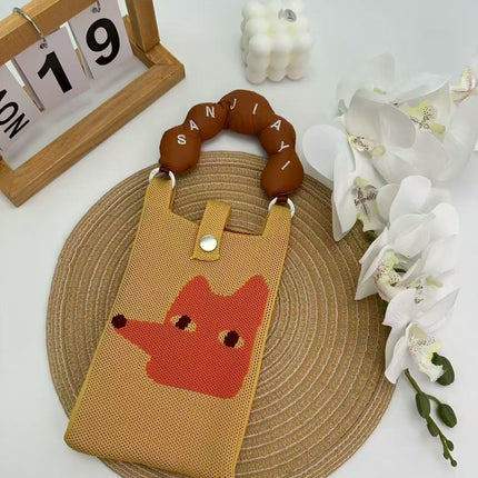 Cartoon Cute Mobile Phone Bag, Cute and Versatile Handbag, Mini Knitted Small Tote Bag, Shoulder Bag, Crossbody Handbag