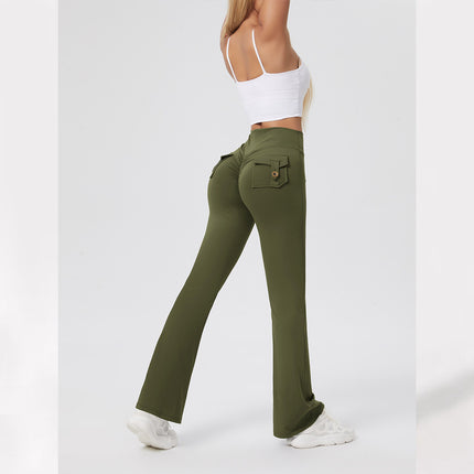 Pocket Yoga Pants Women's Peach Bell Pants Women's High Waist Hip-lifting Sports Tight Pants Quick-drying Yoga Fitness Pants