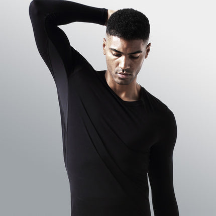 Autumn and Winter Men's Warm Clothes Single Piece Autumn Clothes Ice Silk Mesh Sweat-wicking Warm Top V-Neck Long Sleeve Base Shirt