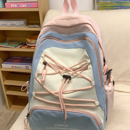Mountain-Style Outdoor Hiking Backpack for Women, Large Capacity, Unique Design, Lightweight, High-End Gray School Bag for High School Girls