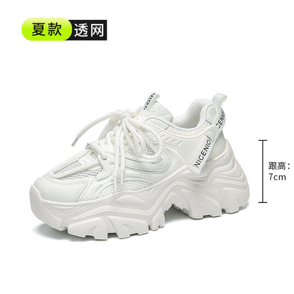 New Spring Shoes, Thick-Soled Women's Shoes, Versatile Height-Increasing Shoes, Non-Slip, Breathable, Lightweight Dad Shoes, Mesh Sneakers for Women