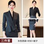 gray suit shirt skirt / S
