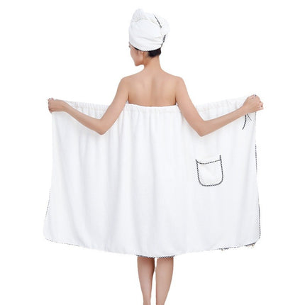 Pineapple Plaid Tube Top Bath Skirt for Adults, Wearable and Wrapable Bath Towel, Absorbent and Thickened Coral Velvet Hair Drying Towel