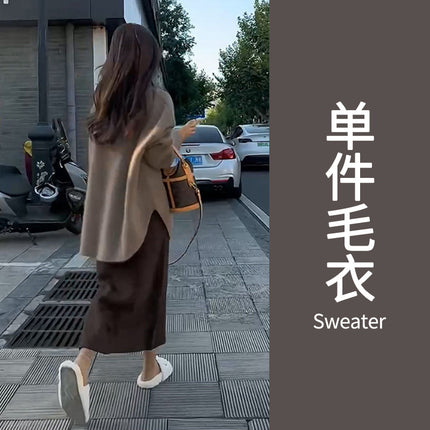 Women's Early Spring Dress A Set of Gentle Milk Lovely Chic Unique Slight Fat Slimming Age-reducing Dress Two-piece Suit