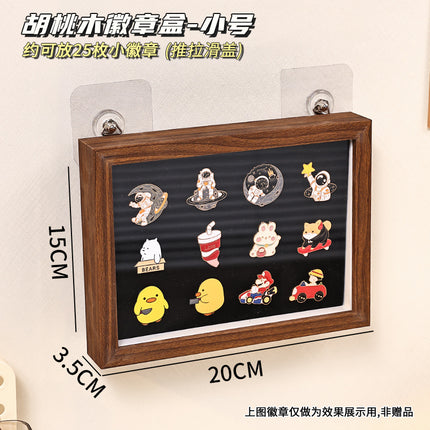 Badge Display Frame Metal Brooch Medal Collection Collection Felt Display Board Wood Grain Wall Hanging Medal Bar Storage