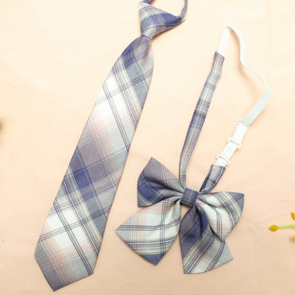 JK Uniform Accessories Non-Tie College Style Plaid Tie Collar Flower suit Flat Corner Bow Tie Feather Root Small Thing with Korean Style