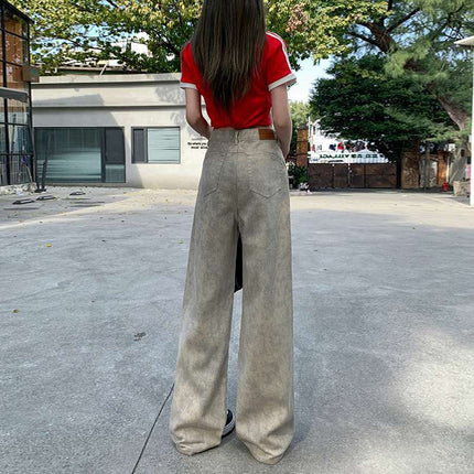 Wholesale Dropshipping Retro Wasteland Style Tie-Dye Wide-Leg Jeans for Women Spring and Summer Loose Casual Straight Pants