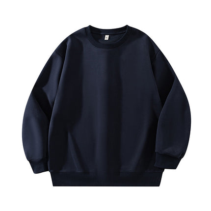 Light Gray 500g Heavyweight Round Neck Pullover Sweatshirt for Men and Women Japanese Style Style Loose Casual Versatile Long-Sleeved Top Autumn and Winter