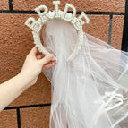 Pearl bride headband + veil