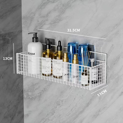 Bathroom bathroom shelf kitchen living room dormitory wall hanging punch-free storage rack storage rack hanging basket nail-free