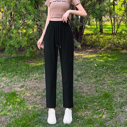Plus Size Ice Silk Pants for Women Summer Thin 100kg Fat Mm Small People Plus Fat Plus Size Harem Pants Quick-drying Sports Pants