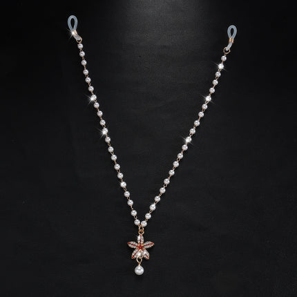 Cross-border hot selling simple pearl tassel double nipple chain flower pendant European and American nightclub disco body chain accessories for women