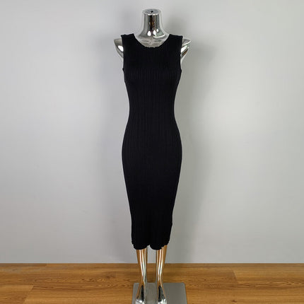 South Korea's Dongdaemun Elegant Slimming Look Feminine Pure Lust Style Sexy Figure-Showing Knitted Sleeveless Dress for Women