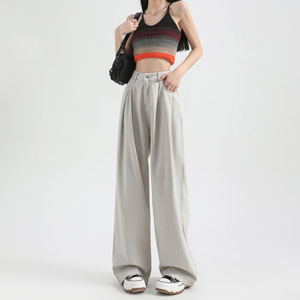 Light Apricot Lyocell Tencel Wide-Leg Jeans for Women 2025 Summer Thin High-Waisted Loose Draped Floor-Length Pants
