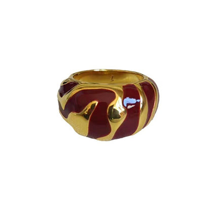 Pattern Contrasting Enamel Bracelet Niche Splicing Wide Version Asymmetrical Ring Retro European and American Fashion High-End Hand Jewelry