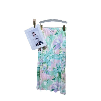 Summer Fresh Outfit, Summer Refreshing Color Scheme, Green Sleeveless Top, High-Waisted Slimming Skirt Two-Piece Set