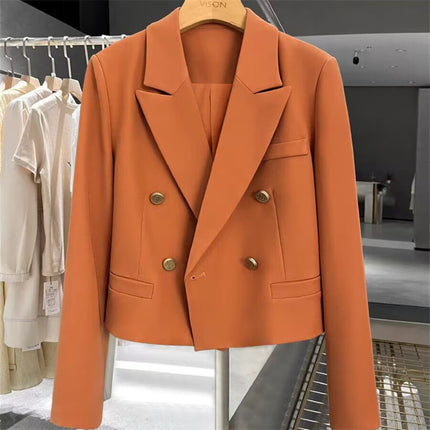 Women's Blazer 2026 Coffee Color Autumn New Style Foreign Trade Elegant Street Style Short Petite Casual Suit for Women