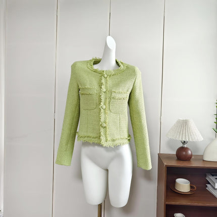 in stock Green Chanel Style Coat Women's Autumn New Design Socialite Elegant Short Tops