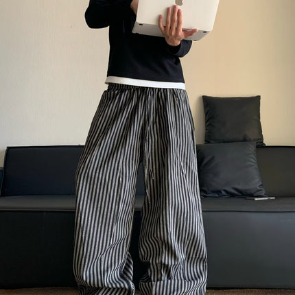 Spring and Autumn Japanese Retro Lazy Loose Vertical Striped Casual Pants Unisex Versatile Trendy Brand Straight-Leg Floor-Length Pants