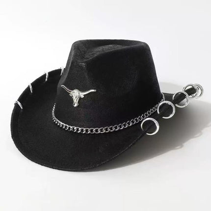 Solid Color Light Board Felt Western Cowboy Hat Outdoor Autum Hat Women's Simple French Hat Men's High-End