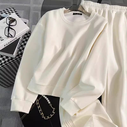 2025 early autumn new casual sweater sports suit wide leg pants two-piece design fashion sports suit women