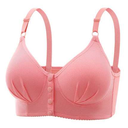 Manufacturer's Cross-Border Front-Button Middle-Aged Mother's Large Size Vest-Style Push-Up Bra Without Rims Push-Up Thin Underwear Bra