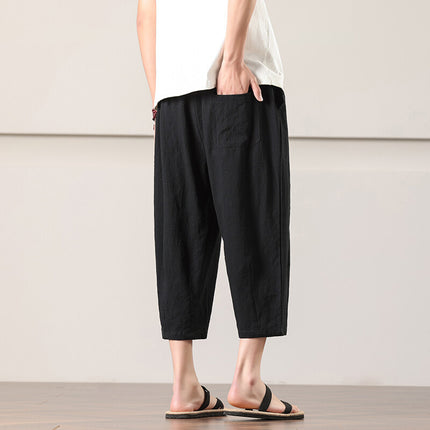 Summer Men's Thin Casual Pants, Loose and Breathable Casual Cropped Pants, Fashionable Sports Versatile Trendy Relaxed Large Size